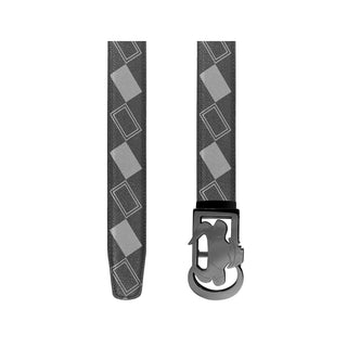 [ 7 ] Insight Edition: Black and Grey Plain Plaid Leather Belt