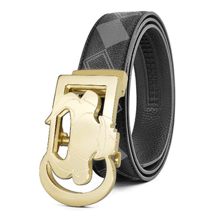 [ 7 ] Insight Edition: Black and Grey Plain Plaid Leather Belt