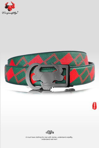 [ 10 ] Insight Edition: Green and Red Plaid Leather Belt