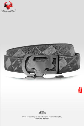 [ 7 ] Insight Edition: Black and Grey Plain Plaid Leather Belt