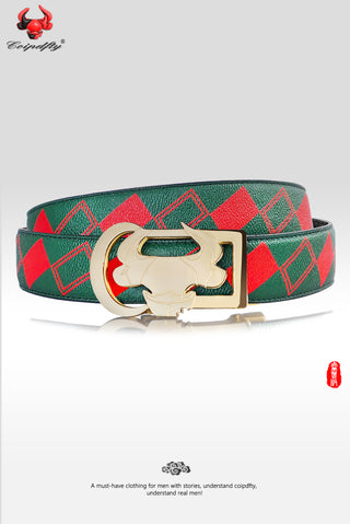 [ 10 ] Insight Edition: Green and Red Plaid Leather Belt