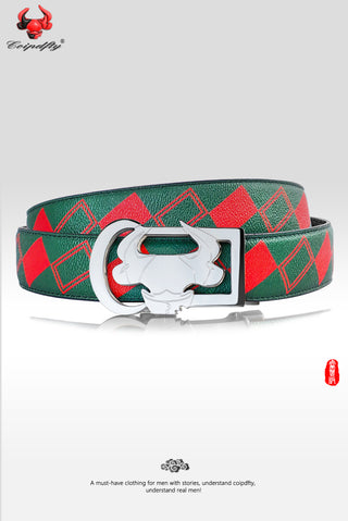 [ 10 ] Insight Edition: Green and Red Plaid Leather Belt