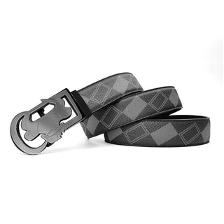 [ 7 ] Insight Edition: Black and Grey Plain Plaid Leather Belt