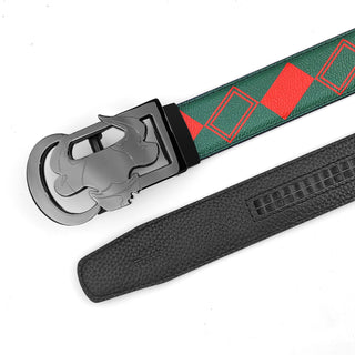 [ 10 ] Insight Edition: Green and Red Plaid Leather Belt