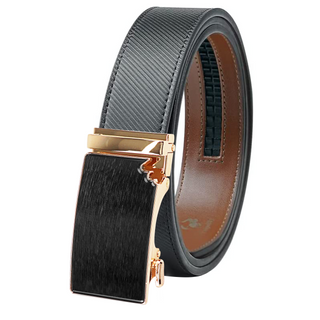 Men's Genuine Leather Ratchet Belt with Adjustable Sliding Buckle by MrBullock