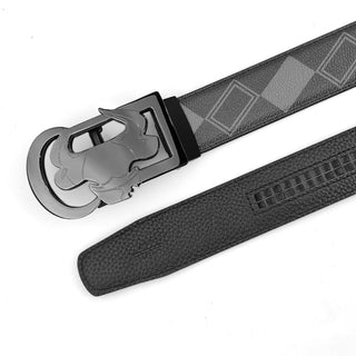 [ 7 ] Insight Edition: Black and Grey Plain Plaid Leather Belt