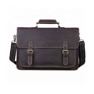 Coipdfty Vintage Real Leather Messenger Bag 14" Laptop Bag Genuine Leather Briefcase For Men