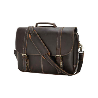 Coipdfty Top End Men Vintage Custom Full Grain Calf Cowhide Real Leather Attache Briefcase Messenger Bag For Lawyer