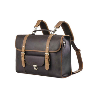 Coipdfty Men Genuine Cow Leather Convertible Backpack Briefcase