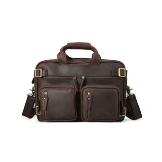 Coipdfty Men Expandable Genuine Leather Briefcase Convertible Backpack Shoulder Laptop Bag