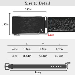 Inclusive series Ratchet Belt for Men - Mens Belt Leather 1 3/8" for Casual Jeans