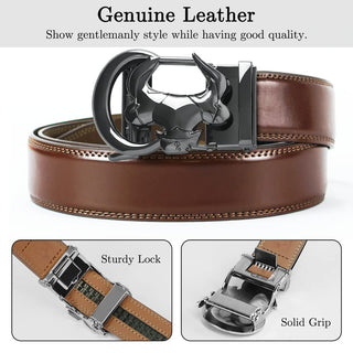 Men's Brown Leather Slide Ratchet Belt.