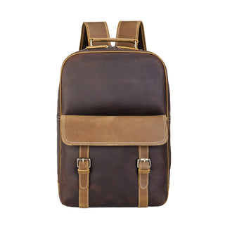 [ On Sale ] COIPDFTY Vintage Custom Men Genuine Cow Crazy Horse Leather 15 inches Laptop Backpack