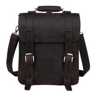 Vintage Large Capacity Crazy Horse Leather Backpack Convertible Briefcase Messenger Bag Genuine Leather Travel Backpack