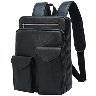 New Arrival  Black Male Genuine Leather Backpack Daily Leather Laptop Bag Backpack For Man