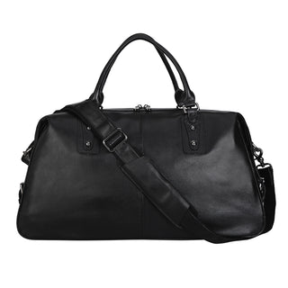 Luxury Fashion Black Genuine Leather Travel Bag Weekend Bag Duffel Holdall Gym Sport Bag For Men