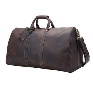 Retro Genuine Leather Sport Tote Bag Mens Classic Duffle Bag Sports Leather Gym Bag