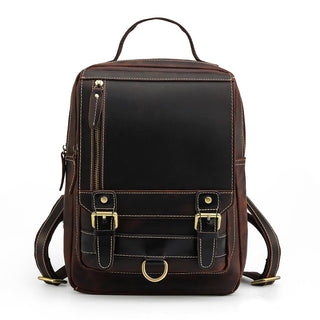 COIPDFTY Small Sling Genuine Leather Chest Backpack Unisex Vintage Leather Back pack