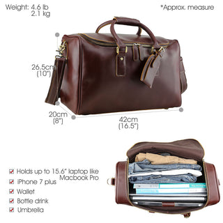 Oil wax leather weekend travel bag unisex leather duffel bag for men