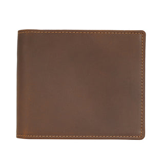 Hot Selling OEM Genuine cow leather Short wallet Durable Dark Brown Leather Wallet For Men