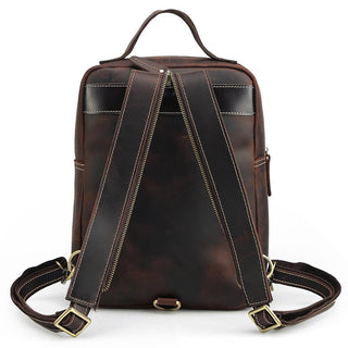 COIPDFTY Small Sling Genuine Leather Chest Backpack Unisex Vintage Leather Back pack