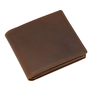 Hot Selling OEM Genuine cow leather Short wallet Durable Dark Brown Leather Wallet For Men