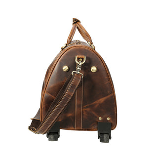 High Quality Genuine Leather Travel Trolley Bags Men's Handmade Crazy Horse Leather Luggage Bag for Travel