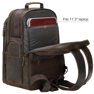 [ On Sale ] COIPDFTY New Arrive Wholesale Custom Genuine Crazy Horse Men Brown Leather Backpack Bag Laptop Real Leather Computer Bag Backpack