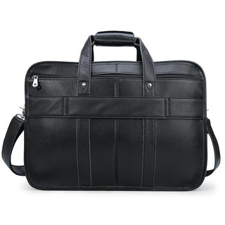 Coipdfty Large Men Black Full Grain Genuine Calf Leather Laptop Briefcase Bag For Men