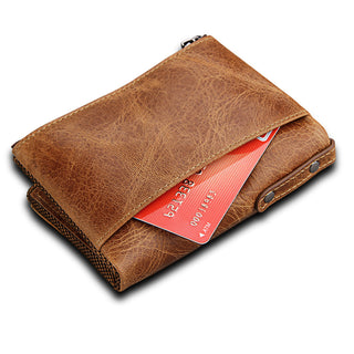 Large Capacity RFID Blocking Soft Real Leather Purse Genuine Leather Bifold Wallet With ZIp Coin Pocket