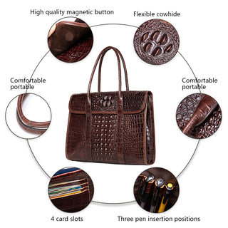 Coipdfty Hign End Luxury Men Crocodile Pattern Leather Laptop Handbag Briefcase Bag