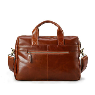 Waterproof  Real Oil Wax Leather Briefcase 13" Laptop Bag Business Leather Messenger Bag For man