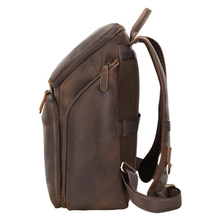 Dark Brown Male Genuine Leather Back Pack Bag Vintage 15.6 Inch Laptop Backpack Bag