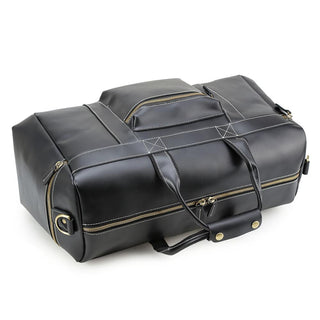 Large Capacity Black Storage Weekend Duffel Bags Genuine Cow Leather Travel Bag