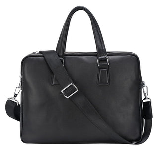 Black Soft Genuine Leather Business Bag Slim Handbag Shoulder Bag Genuine Leather Briefcase Laptop Bag for Men