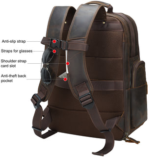 [ On Sale ] COIPDFTY New Arrive Wholesale Custom Genuine Crazy Horse Men Brown Leather Backpack Bag Laptop Real Leather Computer Bag Backpack