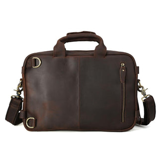 Coipdfty Men Expandable Genuine Leather Briefcase Convertible Backpack Shoulder Laptop Bag