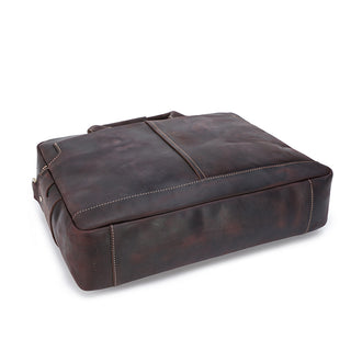 Coipdfty Retro Brown Genuine Leather Laptop Bags Business Crazy Horse Leather Briefcase For Men