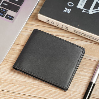 RFID Blocking Soft Black Genuine Leather Wallet For Men