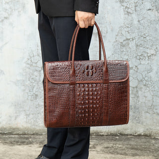 Coipdfty Hign End Luxury Men Crocodile Pattern Leather Laptop Handbag Briefcase Bag