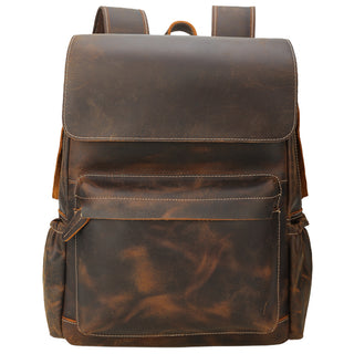 [ On Sale ] COIPDFTY Full Grain Crazy Horse Leather College Bag School Bookbag Backpack Travel Rucksack