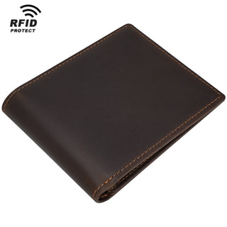 Top Grain Mens Genuine Leather Blocking RFID Wallet Bifold Cowhide Money Leather Wallet