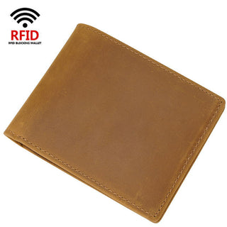 Top Grain Mens Genuine Leather Blocking RFID Wallet Bifold Cowhide Money Leather Wallet